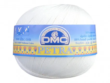 DMC Petra nr. 8 Hæklegarn Unicolor 54460 Råhvid